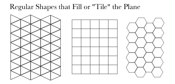 Triangles, Squares, and Hexagons, covering an area