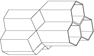 Six honeycomb cells together