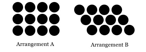 Two ways of placing spheres in a rectangular space